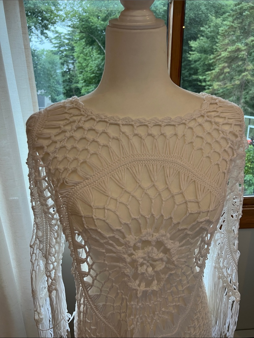 Cupshe White Crochet Fringe Swim Coverup - Picture 3 of 6